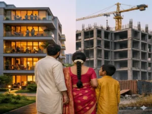 Comparison of ready-to-move-in apartments versus under-construction residential property for Indian home buyers.