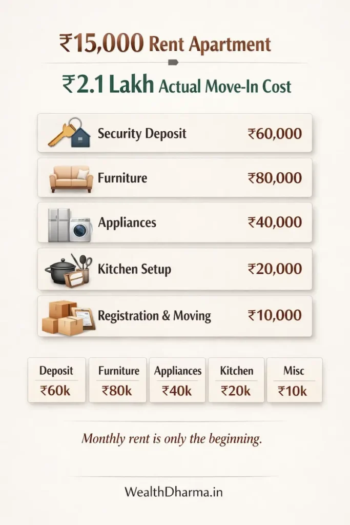 Hidden costs of renting an apartment in India including deposit brokerage and furniture setup costs