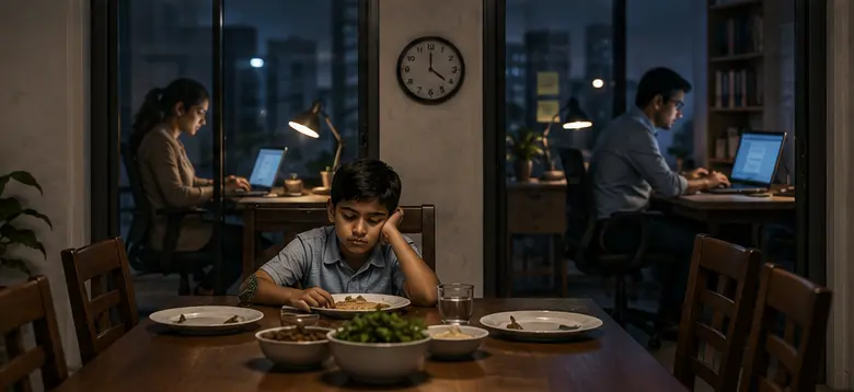 families with two working parents, struggling to find time for each other.