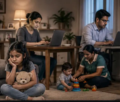 working parents left with little time, so child care and family responsibilities outsourced.